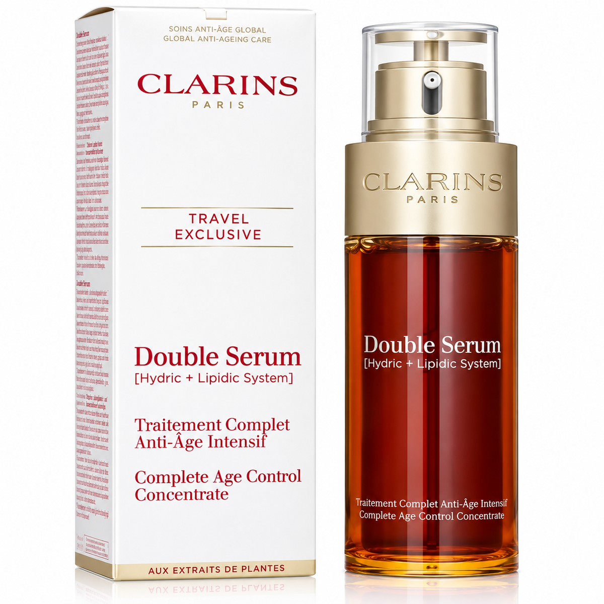 Clarins Double Serum Hydric + Lipidic System Complete Age Control Concentrate – Travel Exclusive